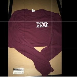Maroon long sleeve crop top